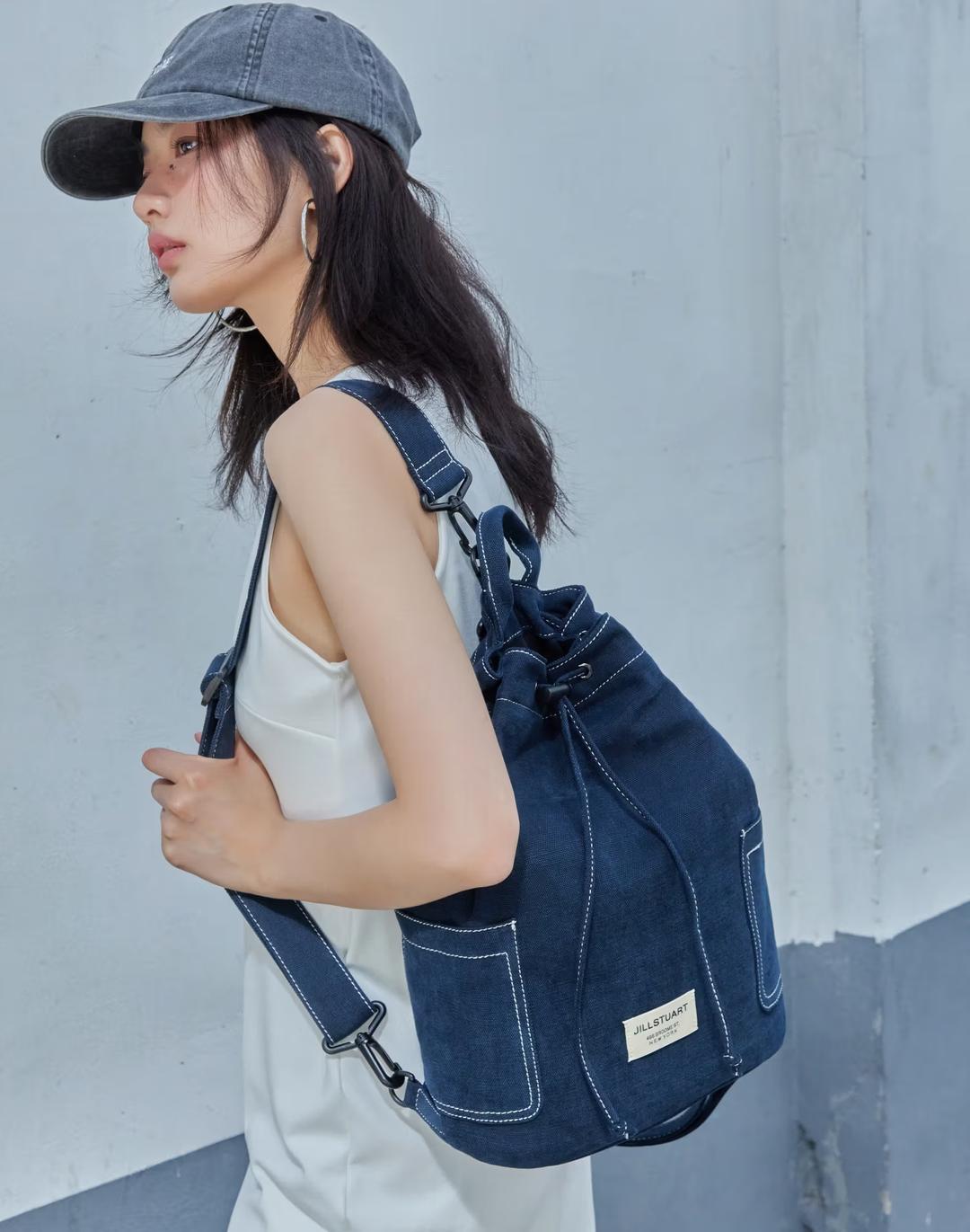 [젤라또] 네이비 데님 캔버스 백팩 겸 슬링백