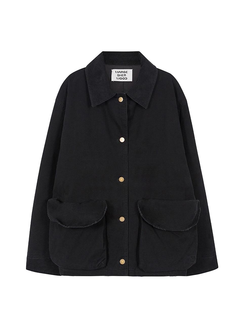 VINTAGE WASHED SHORT WORK JACKET_black