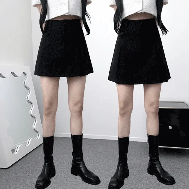 ~2XL 4컬러 [기장선택/치마바지] 핀턱 A라인 하이웨스트 면 미니 스커트 코튼라인