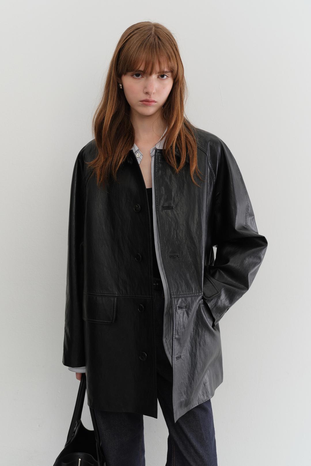 던스트 UNISEX LILY ALTER-LEATHER HALF JACKET [BLACK]