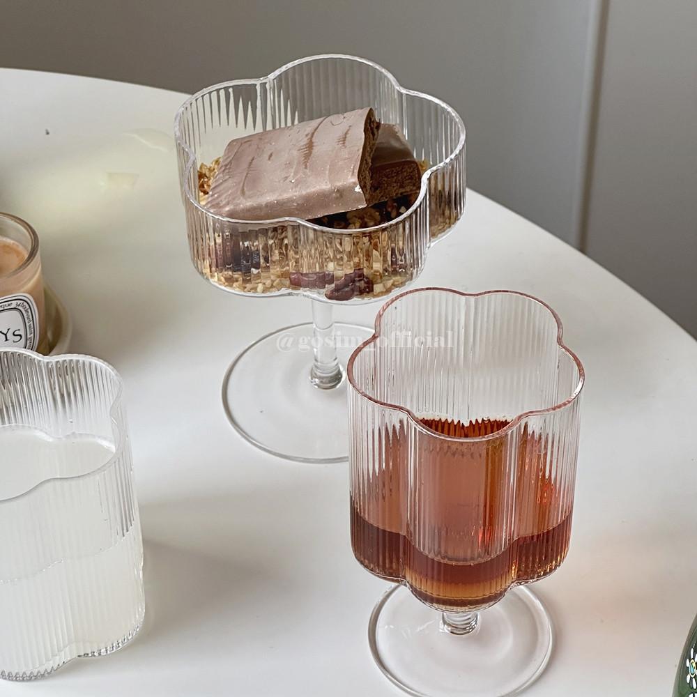 고심 플라워 와인 잔 샴페인 고블렛잔 3style