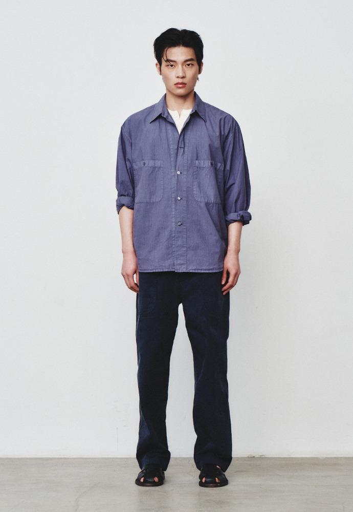 Garment Dyed Two Pocket Shirt_Violet Grey