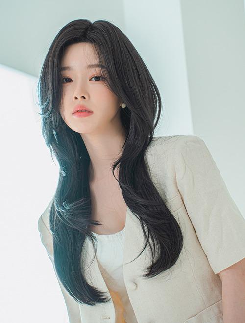 여성 수제 통가발 긴앞머리 롱 레이어드 허쉬컷