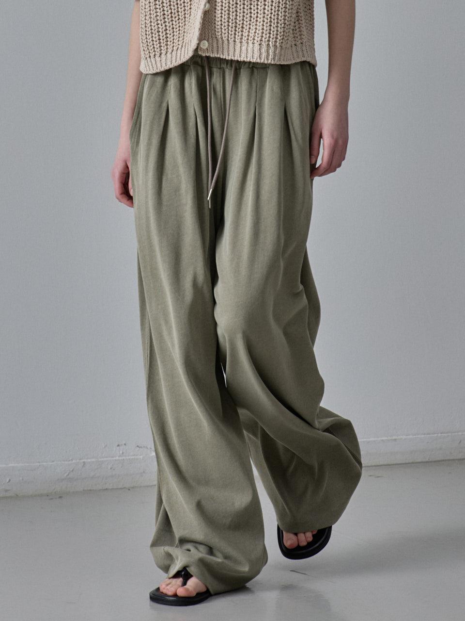 와이드 릴렉스 밴딩 팬츠_khaki beige
