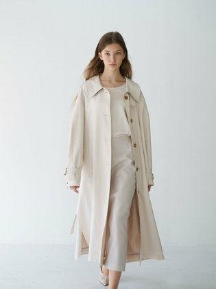 [단독]Cream A-Line Single Trench Coat