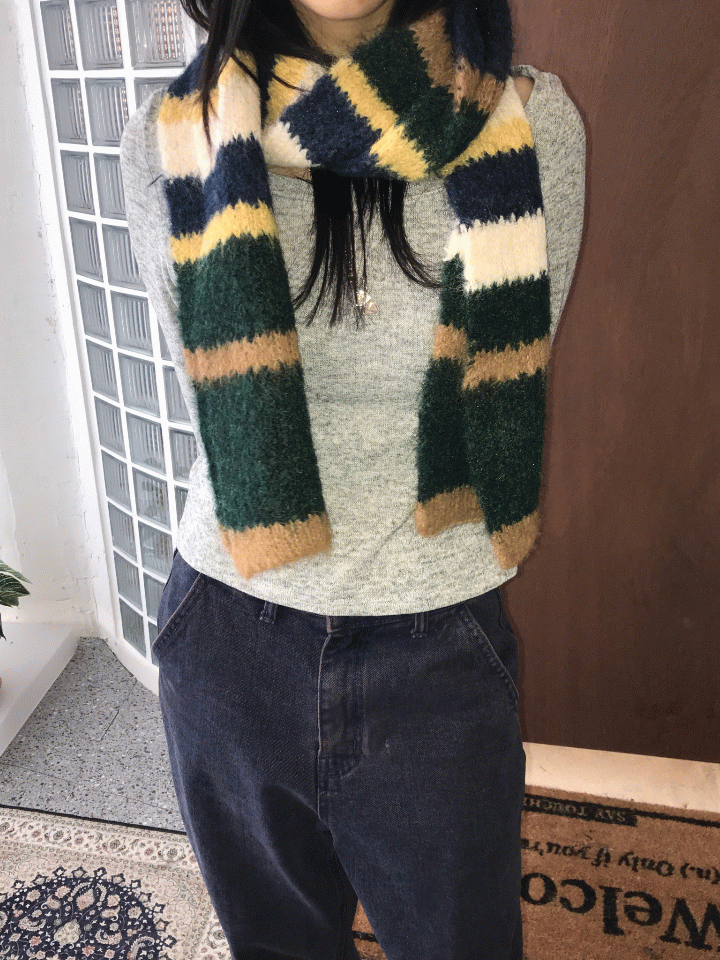 Multi stripe wool muffler