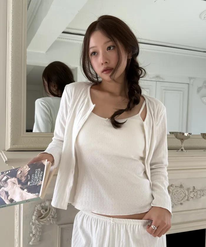 코튼 파자마 가디건