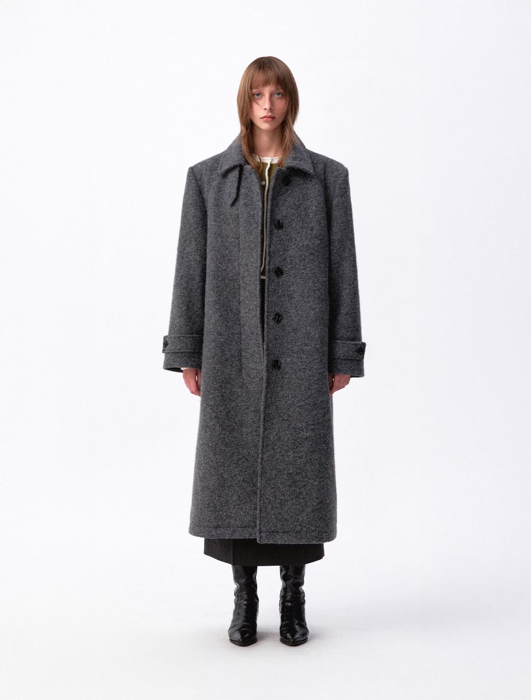 오버사이즈 부클 울 코트 (그레이)