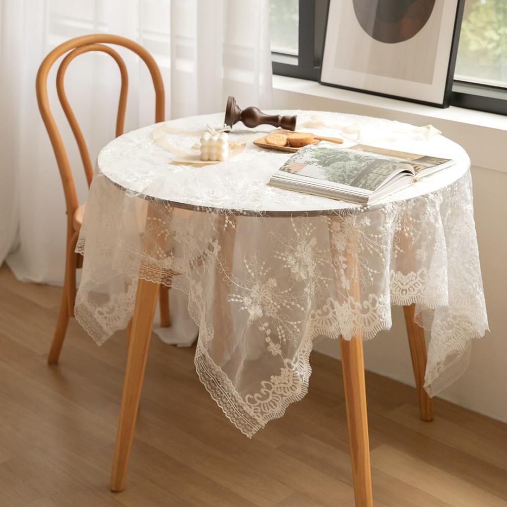 안개꽃 레이스 덮개 4인 6인 원형 식탁보 커버 돌상 테이블보