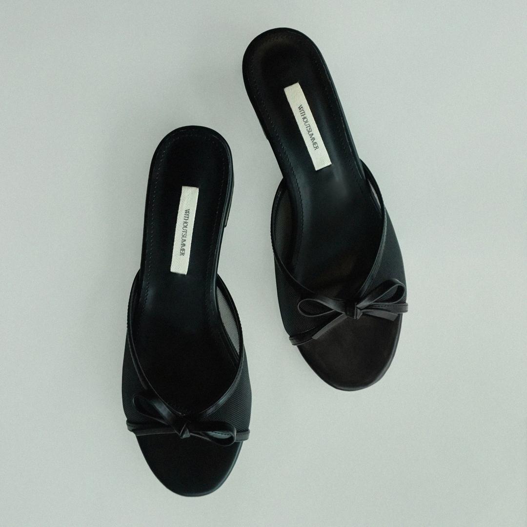 [29CM 단독, 6/24 예약 발송] Ribbon mesh mule_black