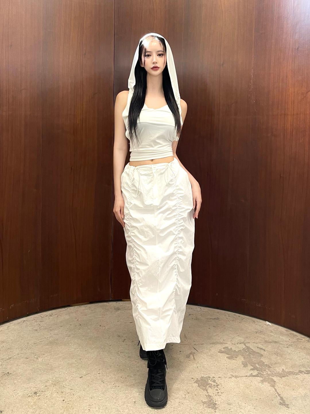 931. Rising shirring slit long sk (2color)