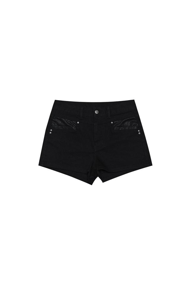 パンツ BOHEMSEO EMBO LEATHER SHORTS, BLACK 韓国 ファッション通販 BOHEMIAN SEOUL] BOHEMSEO EMBO LEATHER