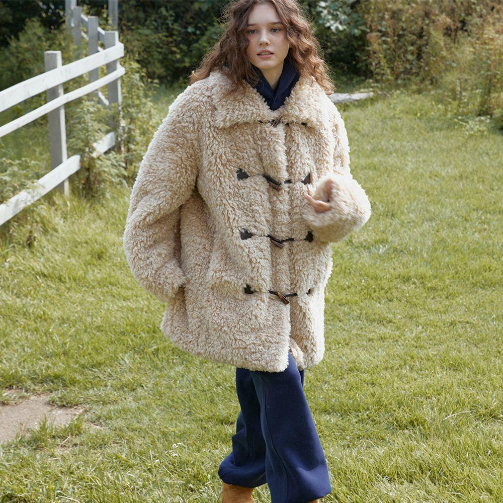 Shearling Duffle Half Coat (L/Beige)