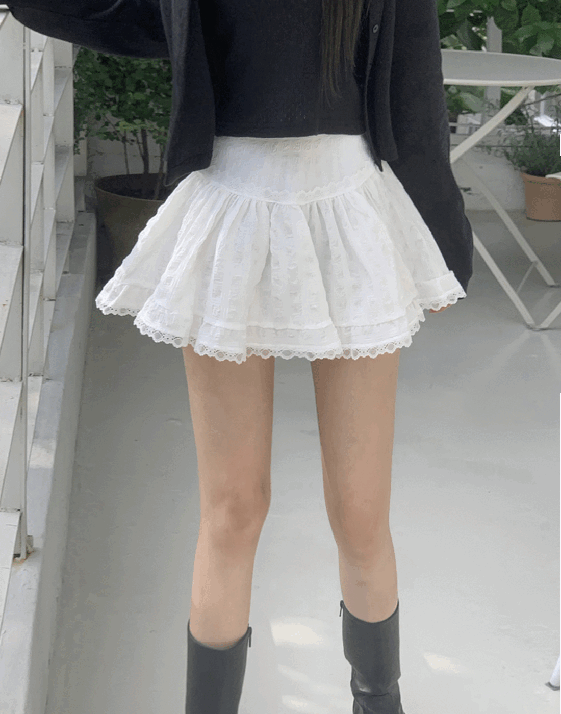 레이스 캉캉 미니 스커트 - 2 color