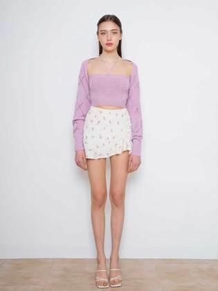 Crystal knit bolero set (purple)