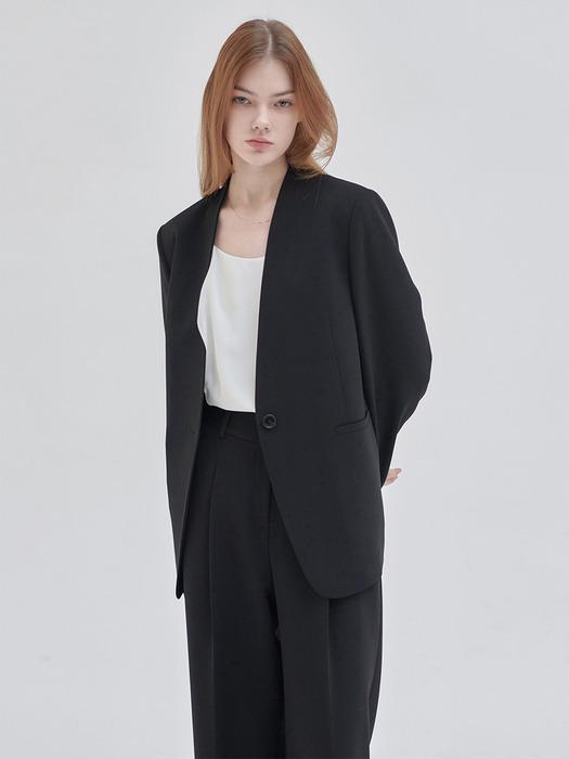 24SN collarless minimal jacket [BK]