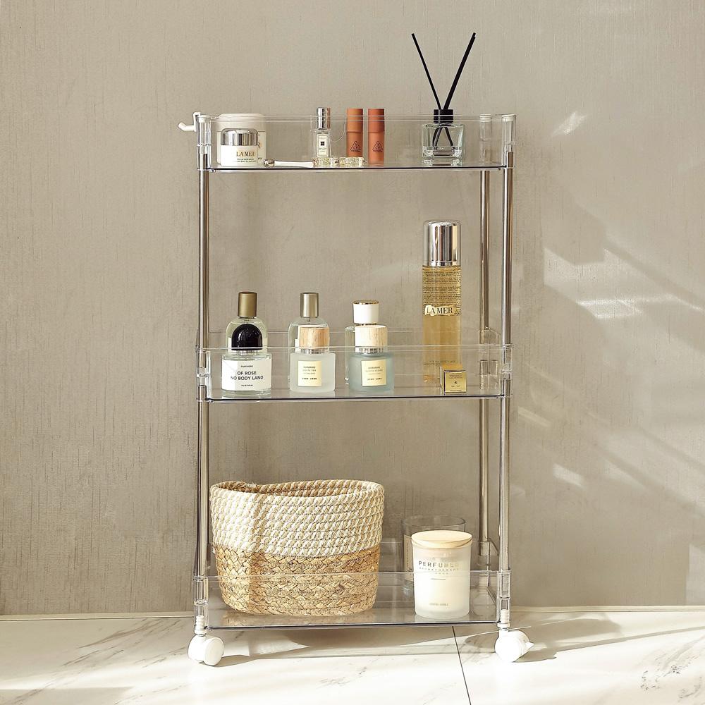 이동식 철제 트롤리 선반 바퀴달린 트레이 세탁실 주방 거실 베란다 틈새 수납장 3단 정리함