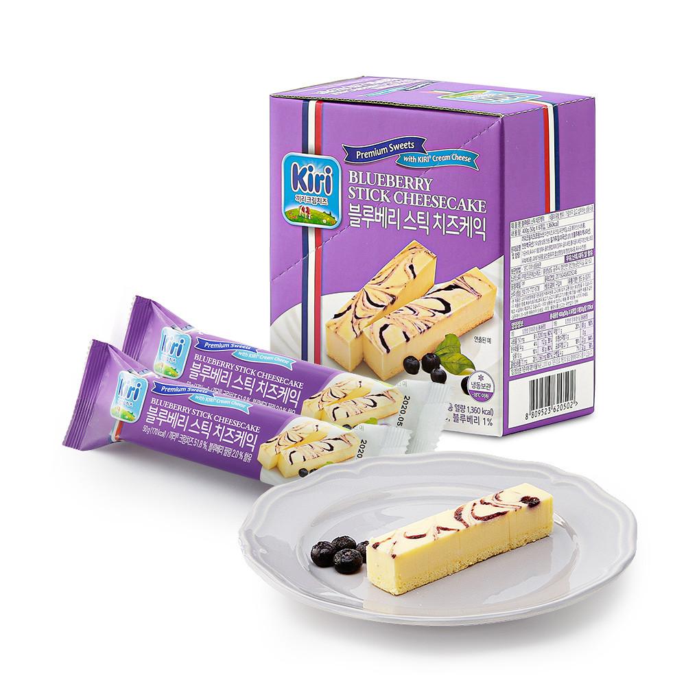 [여름특가][유통기한 8/28] 끼리 스틱 치즈케익 50g 블루베리 8입 BOX