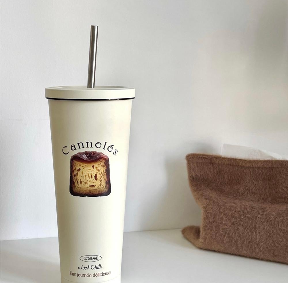 브레드 스테인리스 대용량 보온 빨대 텀블러 820ml