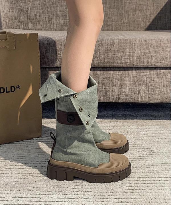 무료배송 키치스냅 데님워커부츠 (라이트블루)