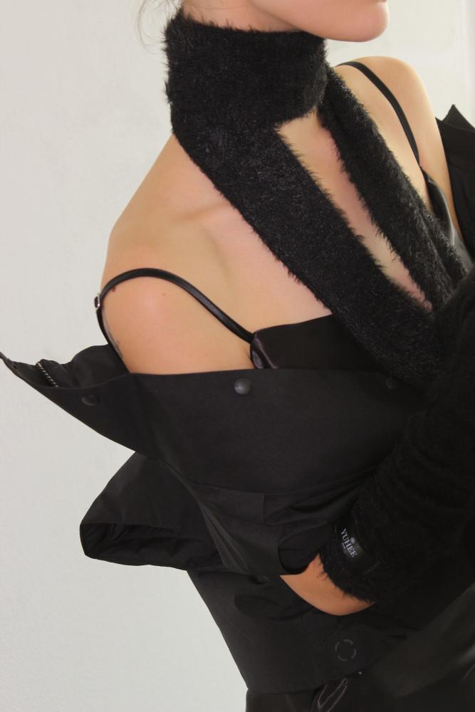 퍼 니트 롱 머플러_블랙