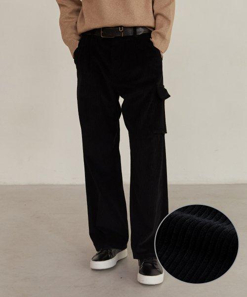 [PRT X FOTTNERS] Two Tuck Corduroy Pants (Black)