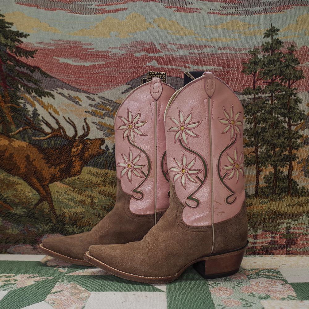 Justin Flower Inlay Suede Western Boots (6B)