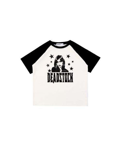 데드스탁 크롭 티셔츠-아이보리/블랙