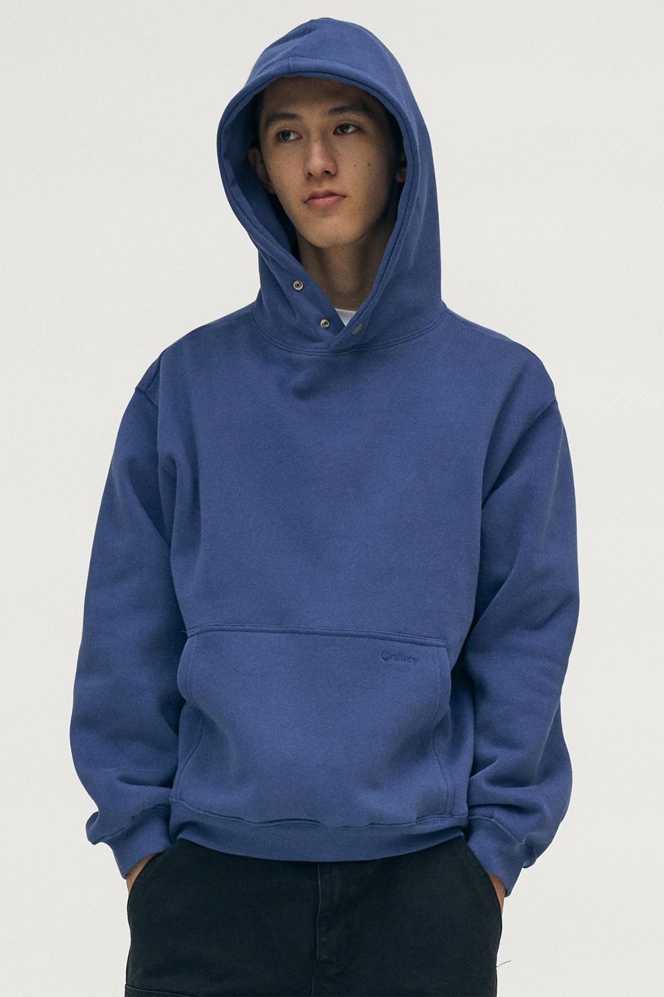 PLAIN SNAP HOODIE [PALE BLUE]