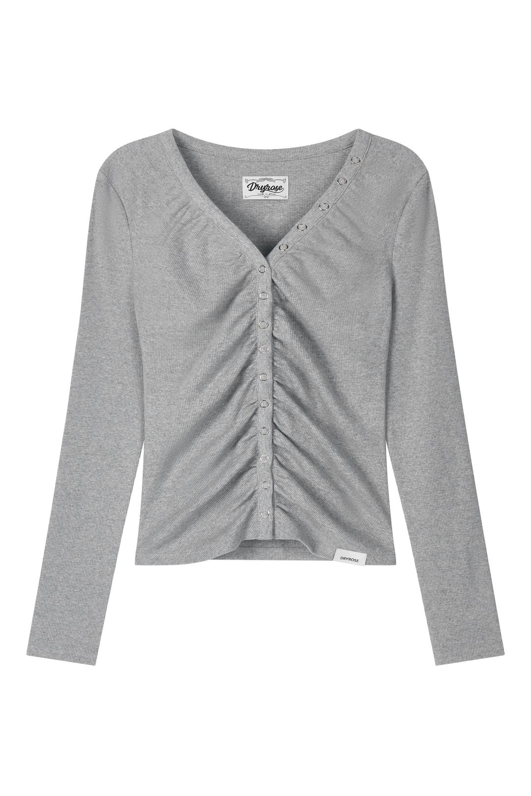 SNAP SHIRRING TOP (GRAY)