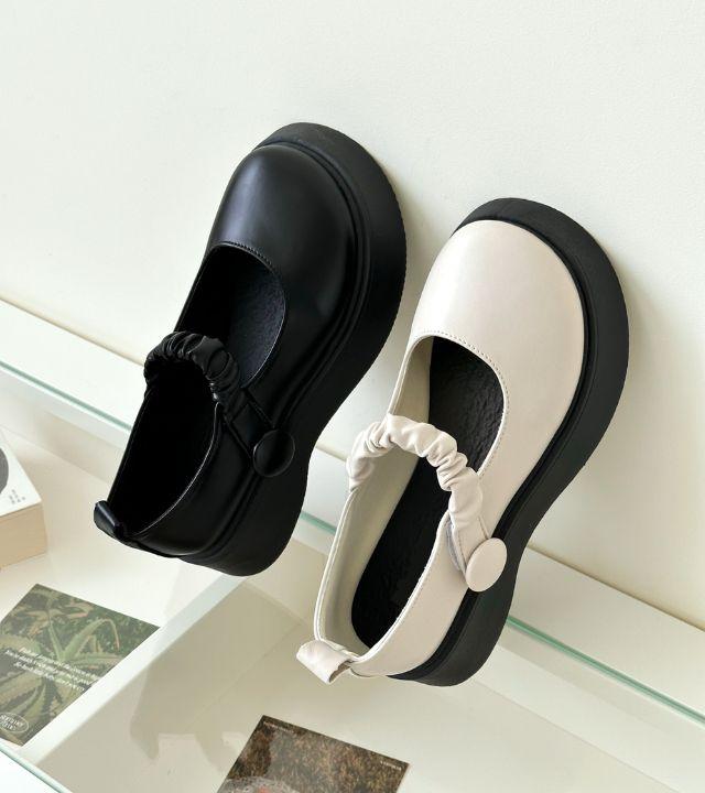 라운드 벨크로 스트랩 키높이 쿠션 통굽 플랫폼 메리제인 포니 PONY