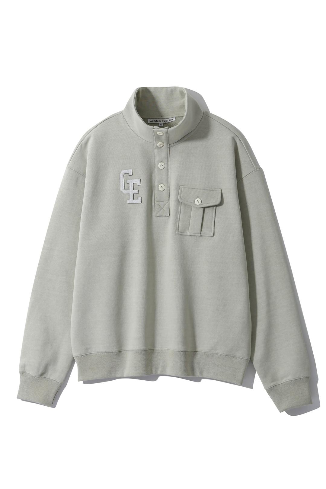 Half-Neck Button-Up Sweatshirt (light green)