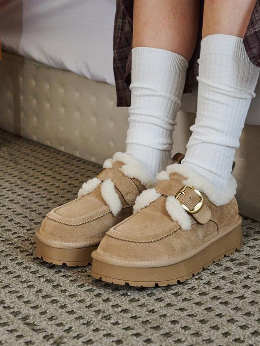 [소가죽] 메리제인 퍼 버클 어그 로퍼 EBAL157763