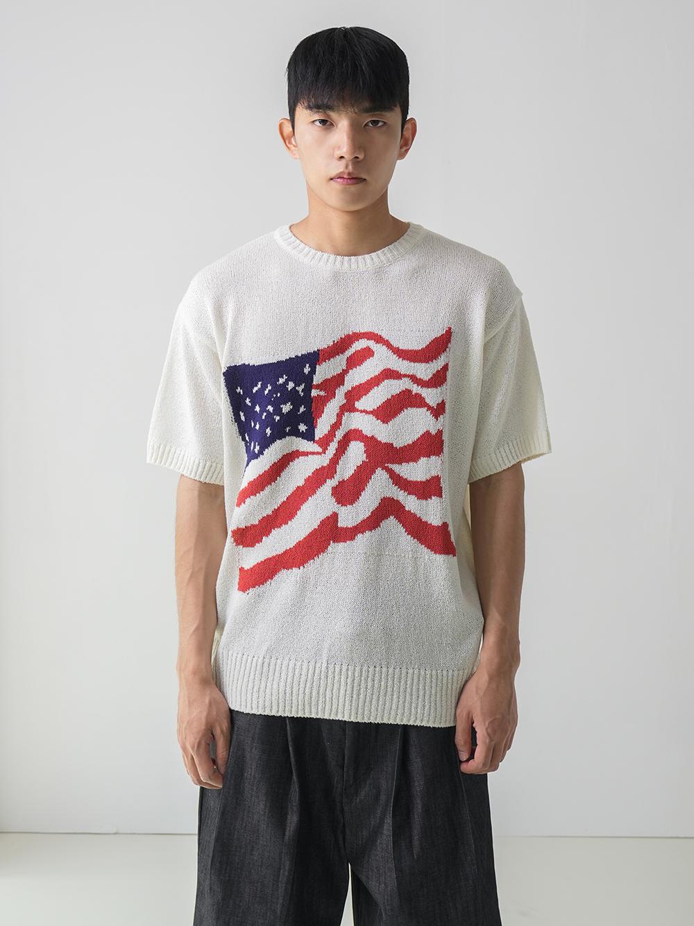 USA 플래그 반팔 니트 4color
