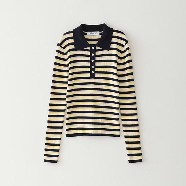 Bluesf three-piece striped collar long-sleeved knitwear [Navy]