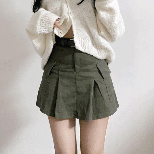 [벨트set!] 르베 카고 플리츠 미니 스커트 (S,M,L)