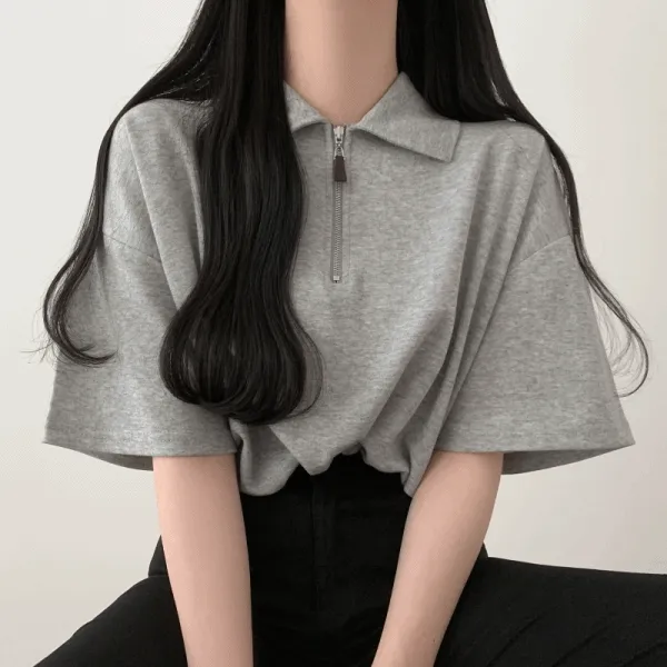 [11000장돌파!] 반집업 카라 반팔티셔츠 [3color]