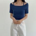 [단독가] 원더 끈 오프숄더 반팔 티셔츠 (4color)_세러데이무드