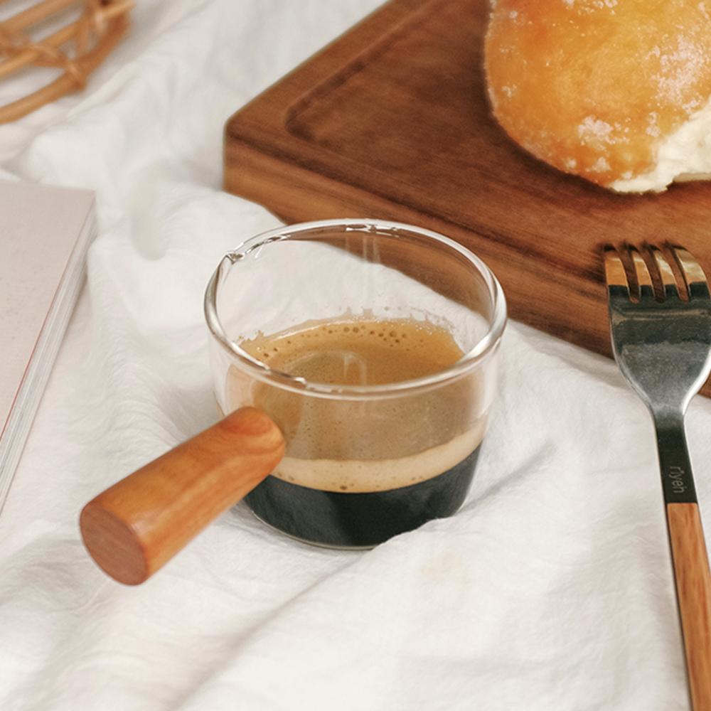 우드 핸들 에스프레소 샷잔 눈금