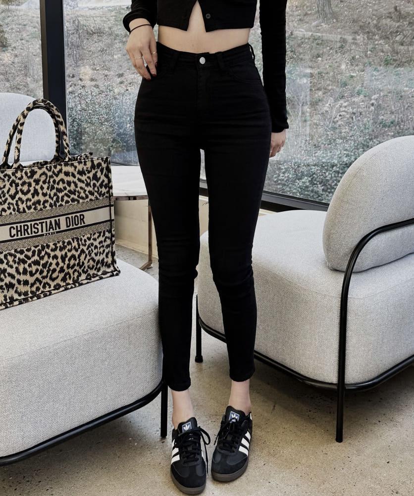 시몬 히든 밴딩 코튼 스키니진 2color 기본 하이웨스트 쫀쫀 스판 화이트 블랙 데일리