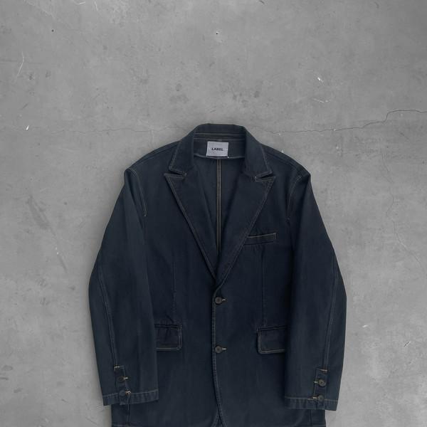 single breasted denim jacket jet black