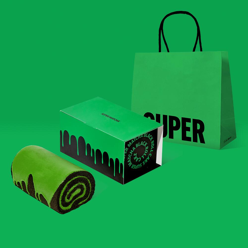 슈퍼말차 블랙 롤케이크 글루텐프리 슈퍼말차 디저트 녹차 케이크 (기프트백 포함)