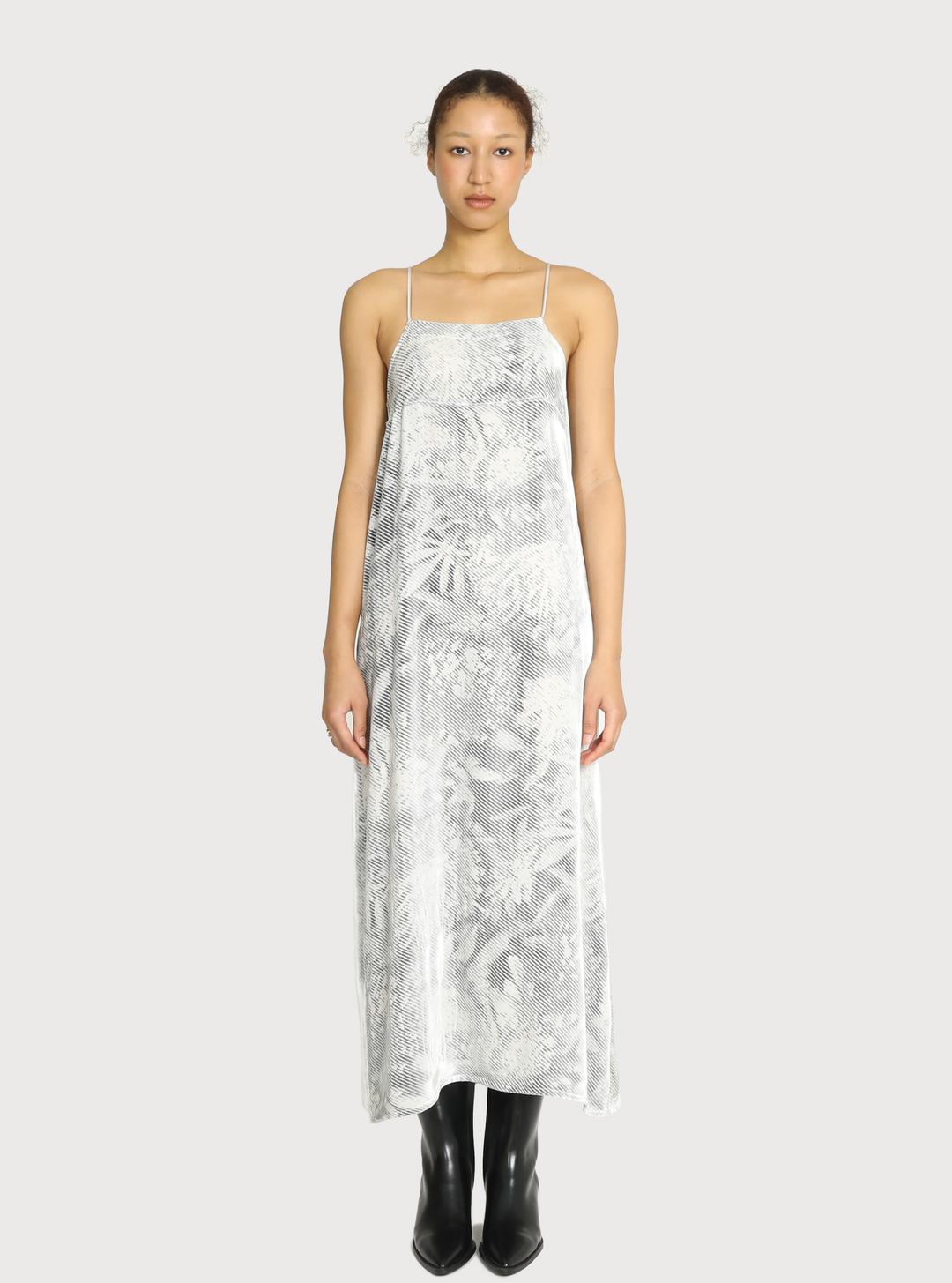 Botanic Velvet Evening Dress - silver