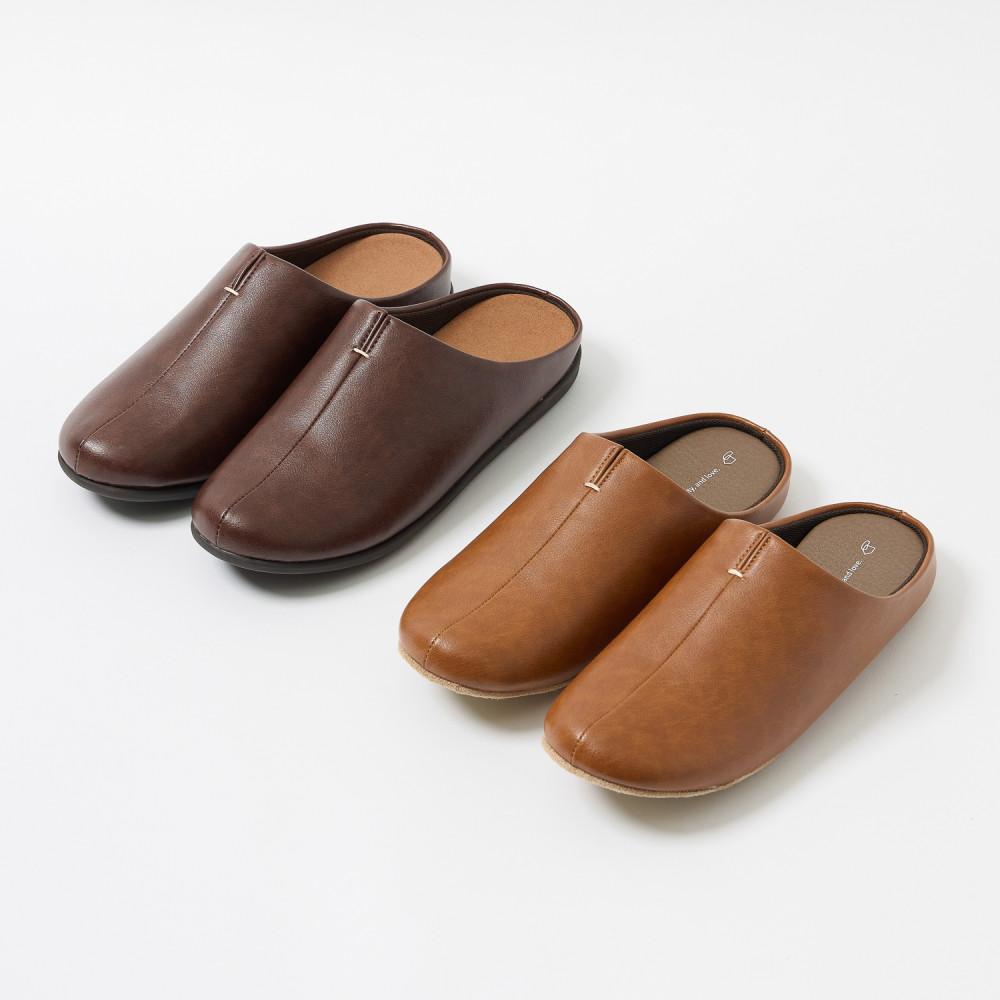 페이크 레더 슬리퍼 Faux Leather Slippers