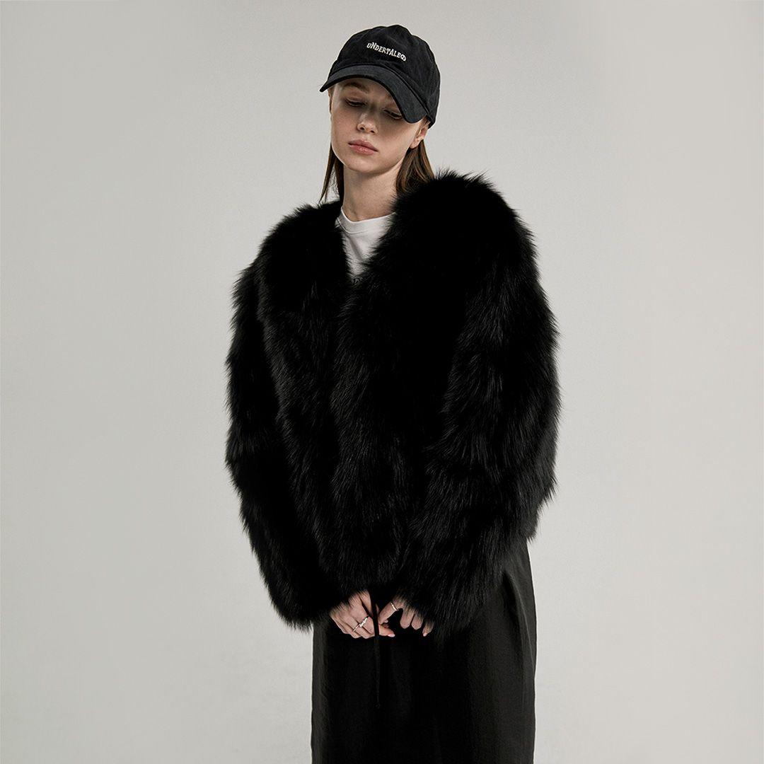 V Neck Fox Fur Jacket