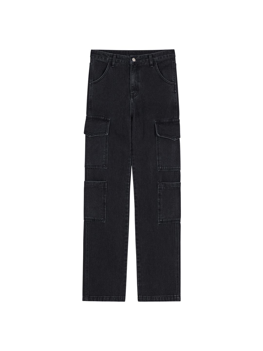 SIDE POCKETS BIKER JEANS (BLACK)