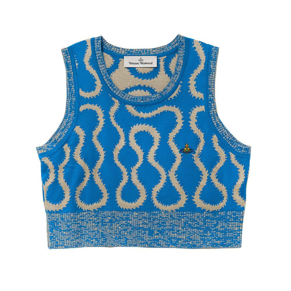 (W) 22SS 비비안웨스트우드 니트 베스트 - 블루/네추럴 (1803000NC000DO102)