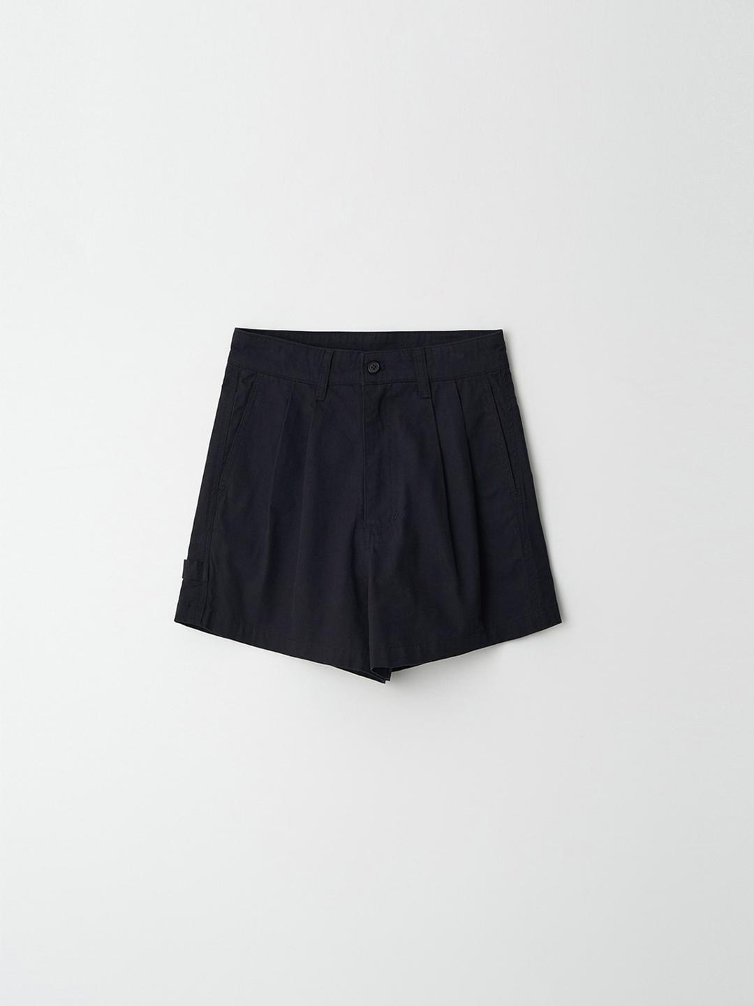 Chino Cotton Tuck Shorts - Navy