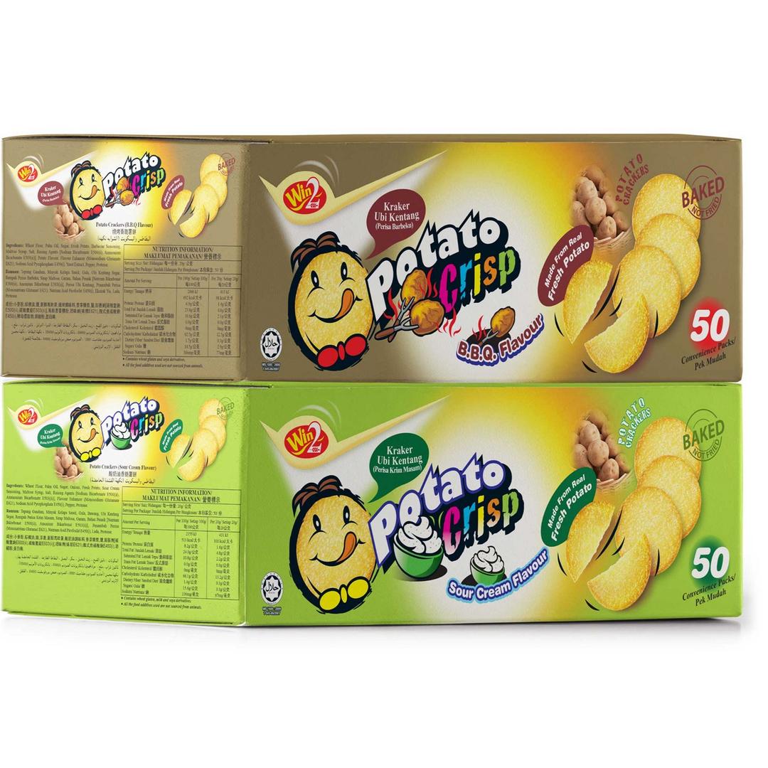 윈윈푸드 포테이토 크리스프 스낵 바베큐맛 50p + 사워크림맛 50p, 2kg, 1세트 - 감자과자 | 쿠팡