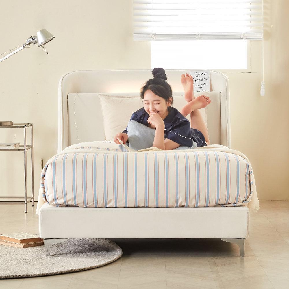 [롯데 7% 할인] 웰퍼니쳐 위니 무선충전 LED 아쿠아텍스 패브릭 침대 슈퍼싱글 SS